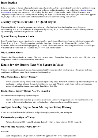 Used Jewelry Buyers: Finding the Right Match in Austin