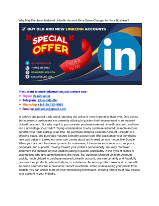 why may purchase matured linkedin account