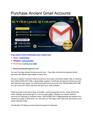 Purchase Ancient Gmail Accounts