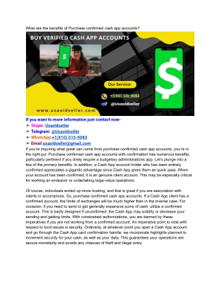 What are the benefits of Purchase confirmed cash app accounts