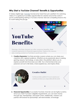 why start a youtube channel benefits opportunities