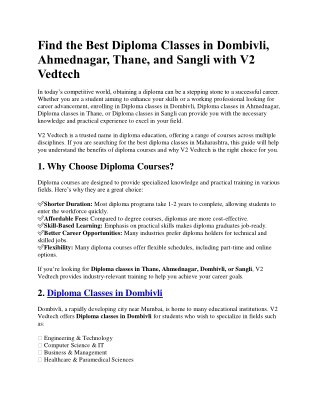 Find the Best Diploma Classes in Dombivli