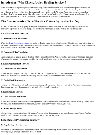 introduction why choose avalon roofing services