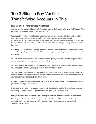 Top 3 Sites to Buy Verified - TransferWise Accounts In This