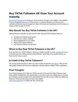 Buy TikTok followers uk