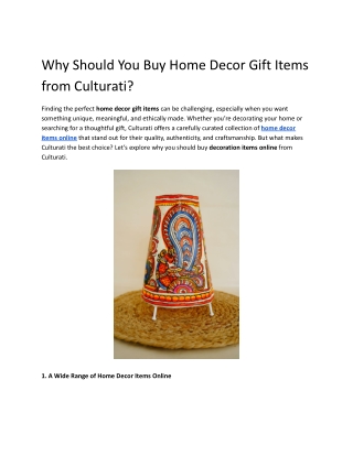 Why Should You Buy Home Decor Gift Items from Culturati