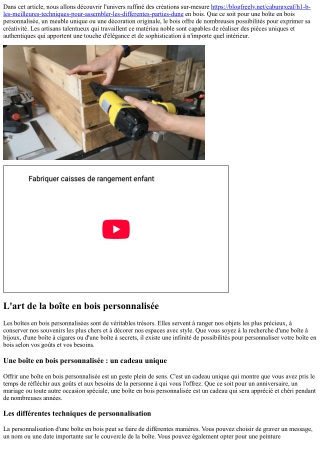 “Dans L’univers Raffiné Des Créations Sur-Mesure En bois”