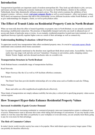 The Impact of Transit Hyper-links on Residential Or Commercial Property Costs in