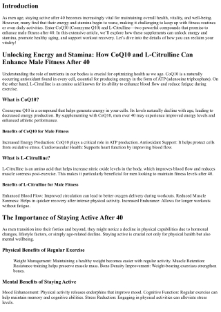 Unlocking Energy and Stamina: How CoQ10 and L-Citrulline Can Enhance Male Fitnes
