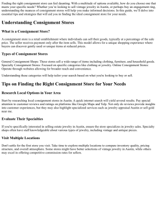 Tips on Finding the Right Consignment Store for Your Needs