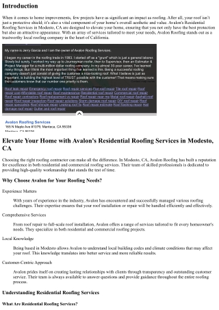 Elevate Your Home with Avalon's Residential Roofing Services in Modesto, CA