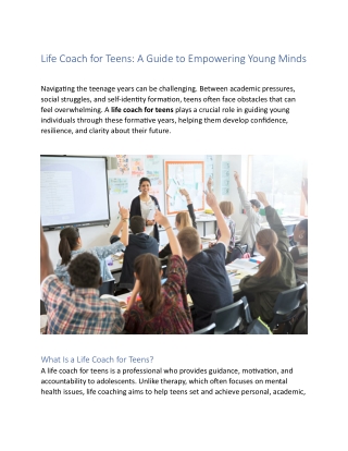 Teen Life Coaching – Build Confidence & Success