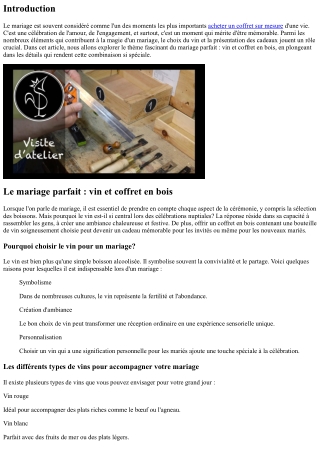 Le mariage parfait : vin et coffret en bois