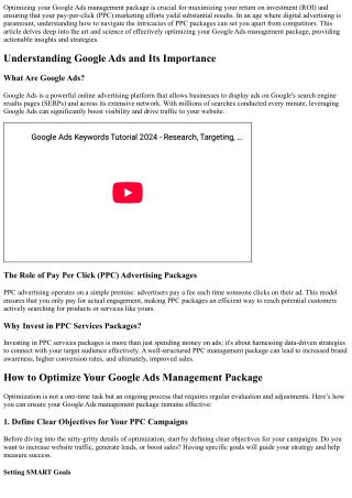How to Optimize Your Google Ads Management Package