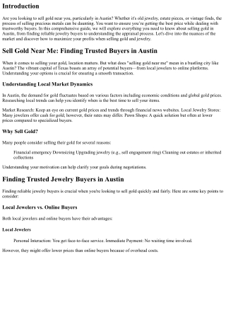 Sell Gold Near Me: Finding Trusted Buyers in Austin