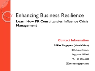 Enhancing Business Resilience: How PR Consultancies Influence Crisis Management