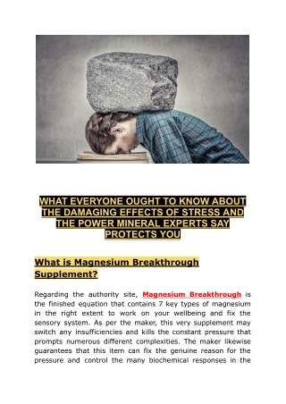 Magnesium Breakthrough - Reduce your stress levels.