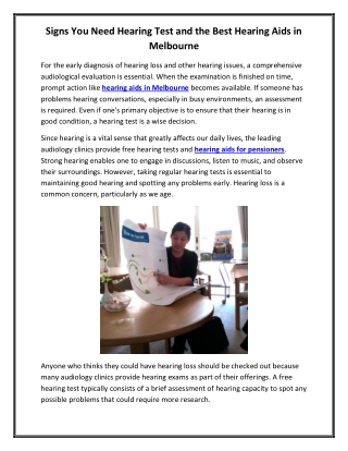 Signs You Need Hearing Test and the Best Hearing Aids in Melbourne