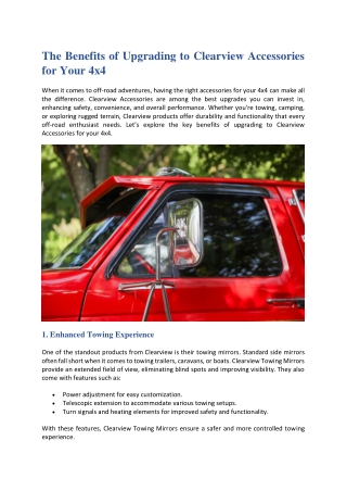The Benefits of Upgrading to Clearview Accessories for Your 4x4
