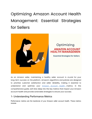 Optimizing Amazon Account Health Management: Essential Strategies for Sellers