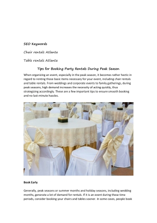 Tips for Booking Party Rentals During Peak Season