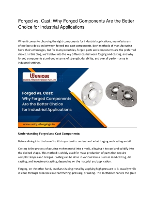 Forged vs. Cast_ Why Forged Components Are the Better Choice for Industrial Applications