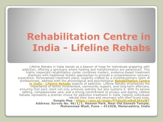 Rehabilitation Centre in India - Lifeline Rehabs