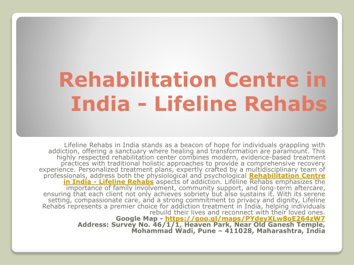 rehabilitation centre in india lifeline rehabs