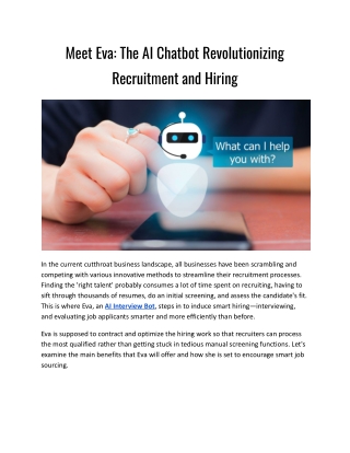 Meet Eva: The AI Interview Bot Revolutionizing Recruitment and Hiring