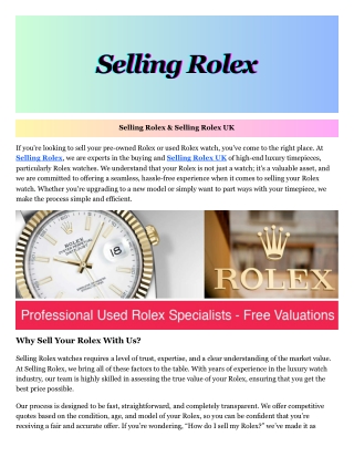 Selling Rolex UK