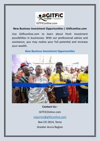 New Business Investment Opportunities | Gitficonline.com