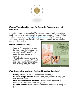 waxing threading services for smooth flawless