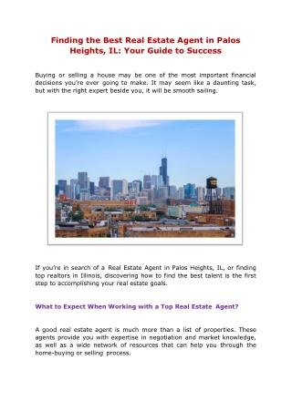 Finding the Best Real Estate Agent in Palos Heights, IL: Your Guide to Success