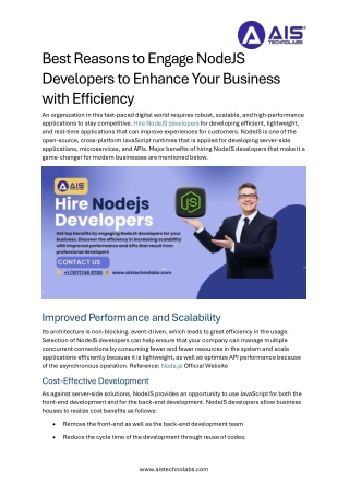 best reasons to engage nodejs developers