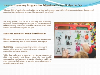Literacy vs. Numeracy Struggles How Educational Therapy Bridges the Gap