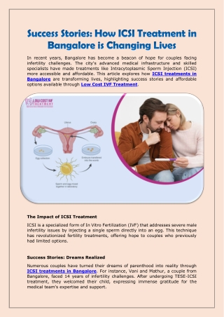 Success Stories - How ICSI Treatment in Bangalore is Changing Lives