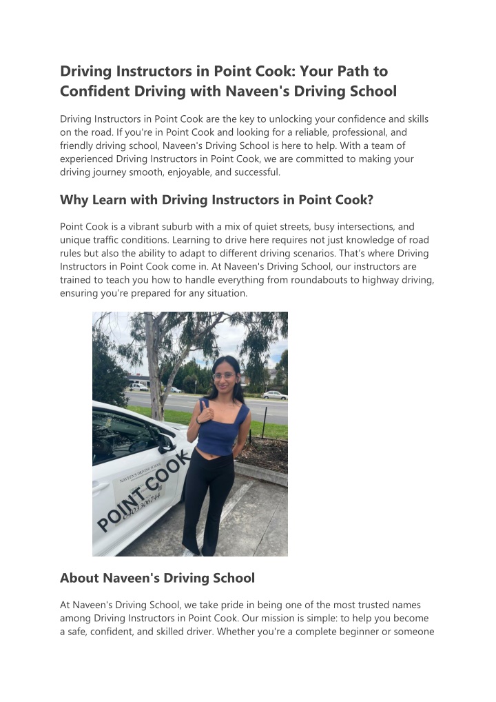 driving instructors in point cook your path