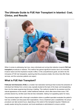 The Ultimate Guide to FUE Hair Transplant in Istanbul Cost, Clinics, and Results