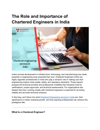 The Role and Importance of Chartered Engineers in India - Google Docs