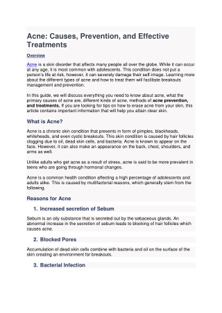 acne causes prevention and effective treatments