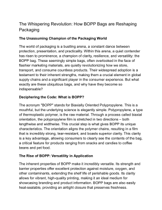 The Whispering Revolution_ How BOPP Bags are Reshaping Packaging
