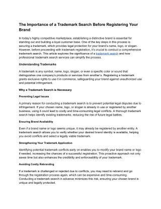 The Importance of a Trademark Search Before Registering Your Brand