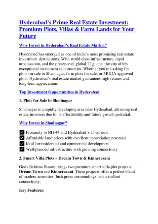 hyderabad s prime real estate investment premium