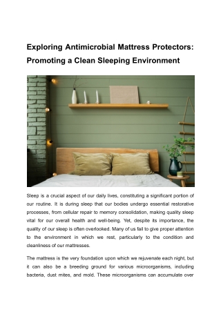 Exploring Antimicrobial Mattress Protectors_ Promoting a Clean Sleeping Environment