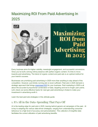 Maximizing ROI From Paid Advertising In 2025