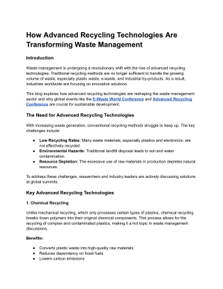 how advanced recycling technologies