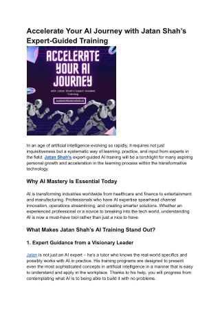 Jatan Shah Reviews | Accelerate Your AI Journey with Jatan Shah’s Expert-Guided