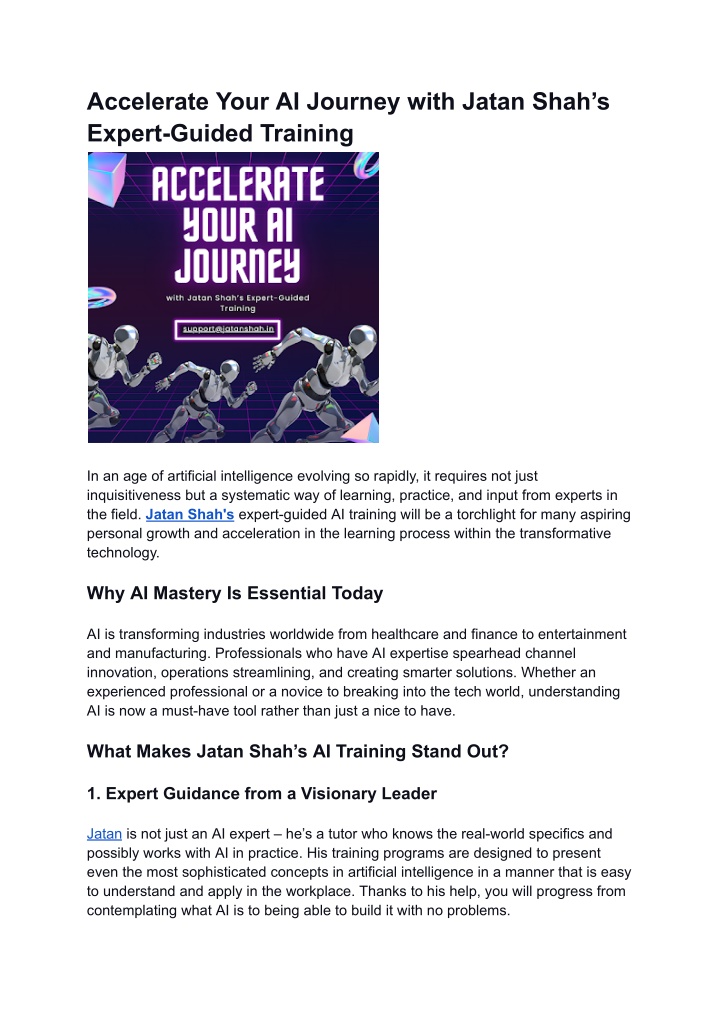 accelerate your ai journey with jatan shah