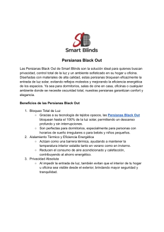 Persianas Black Out – Smart Blinds