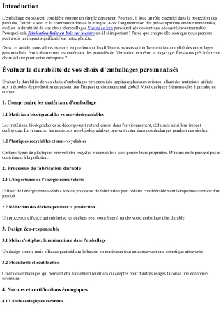 Évaluer la durabilité de vos choix d’emballages personnalisés